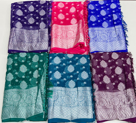 Fancy Georgette Saree With Stone (2481)