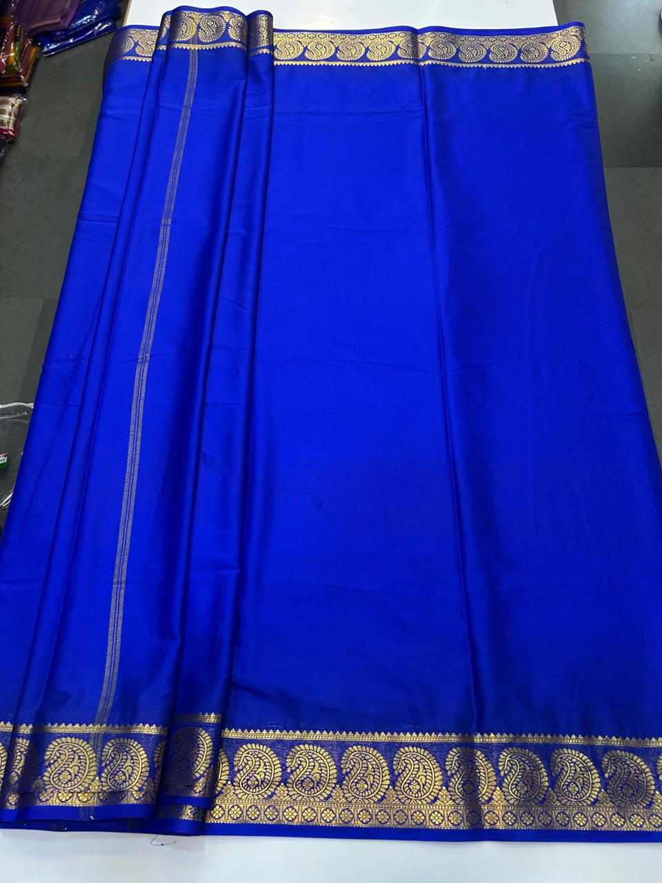 Mysore Crepe Royal Blue Saree (2540B)