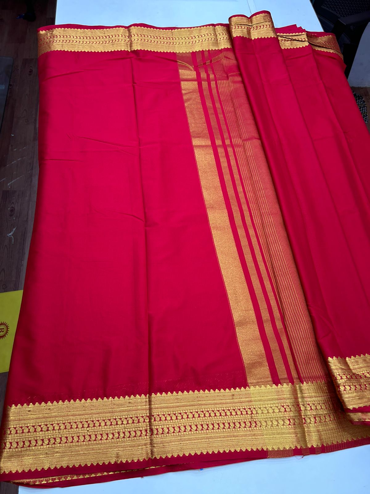 Mysore Crepe Red Saree (2555B)
