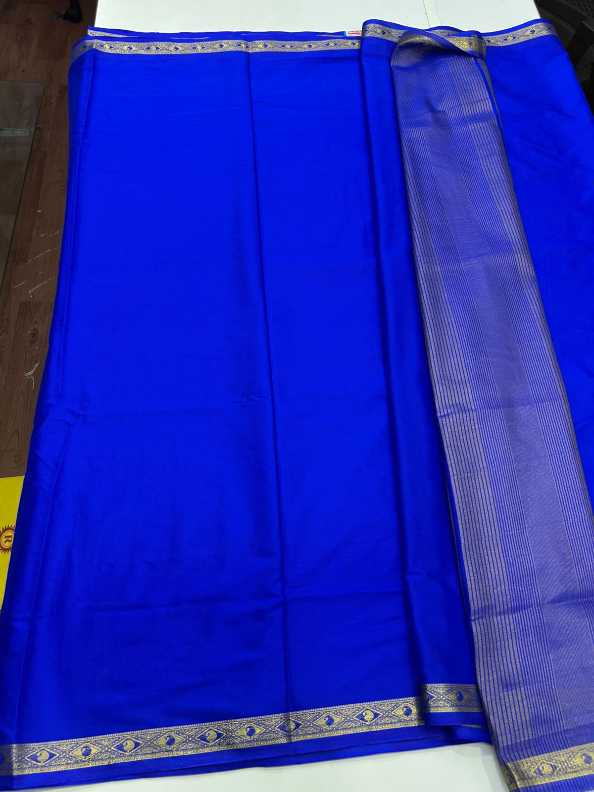 Mysore Crepe Royal Blue Saree (2555C)