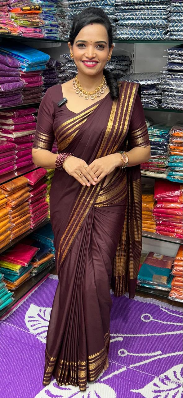 Mysore Crepe Chocolate Saree (2555D)