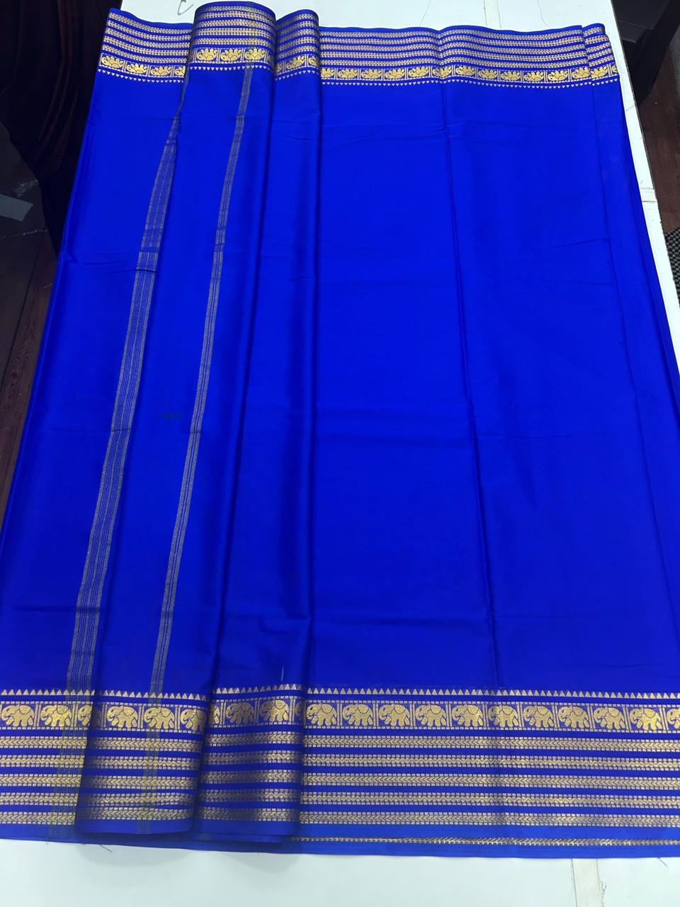Mysore Crepe Royal Blue Saree (2555F)