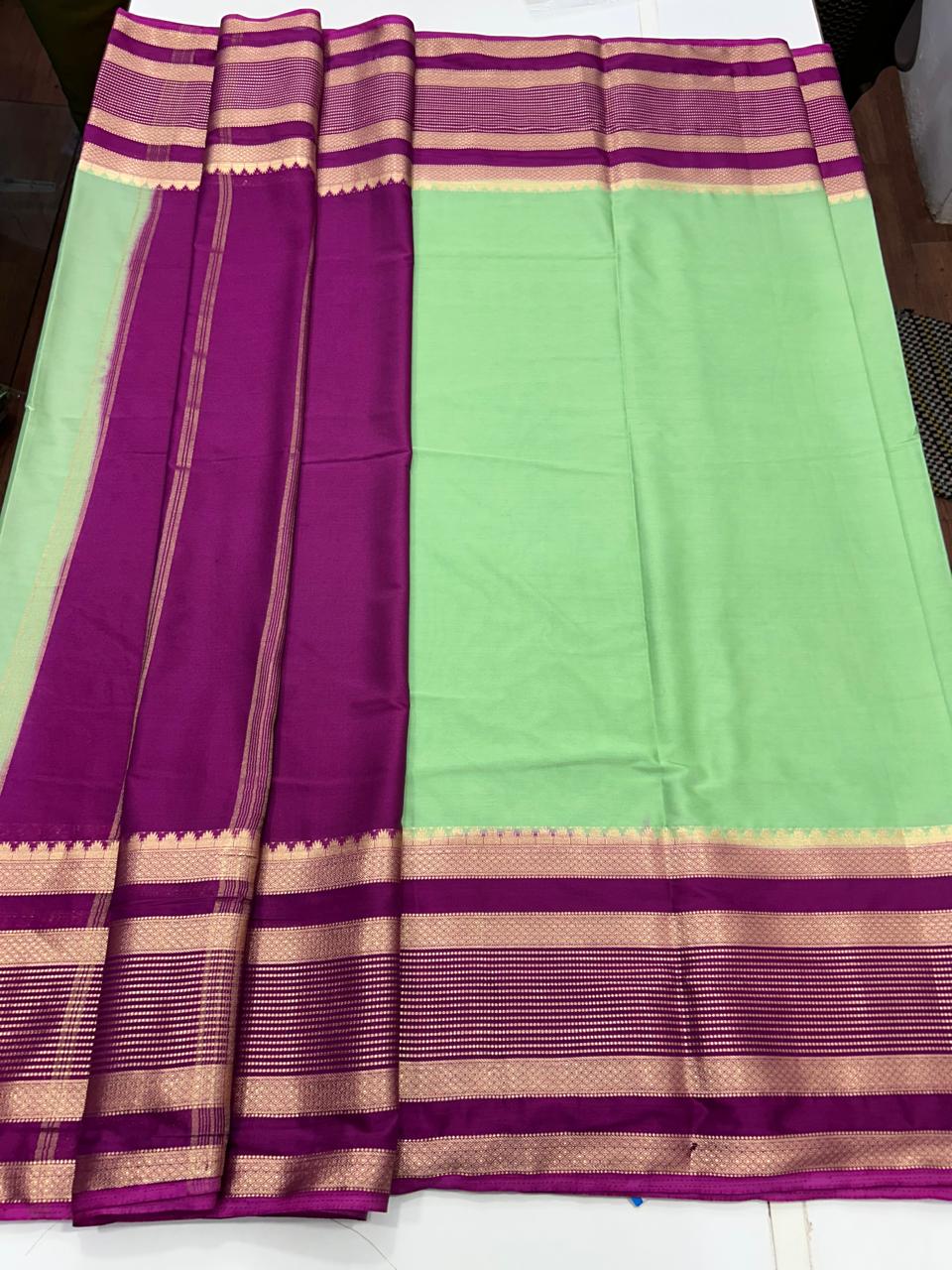 Mysore Crepe Pista Saree (2564C)