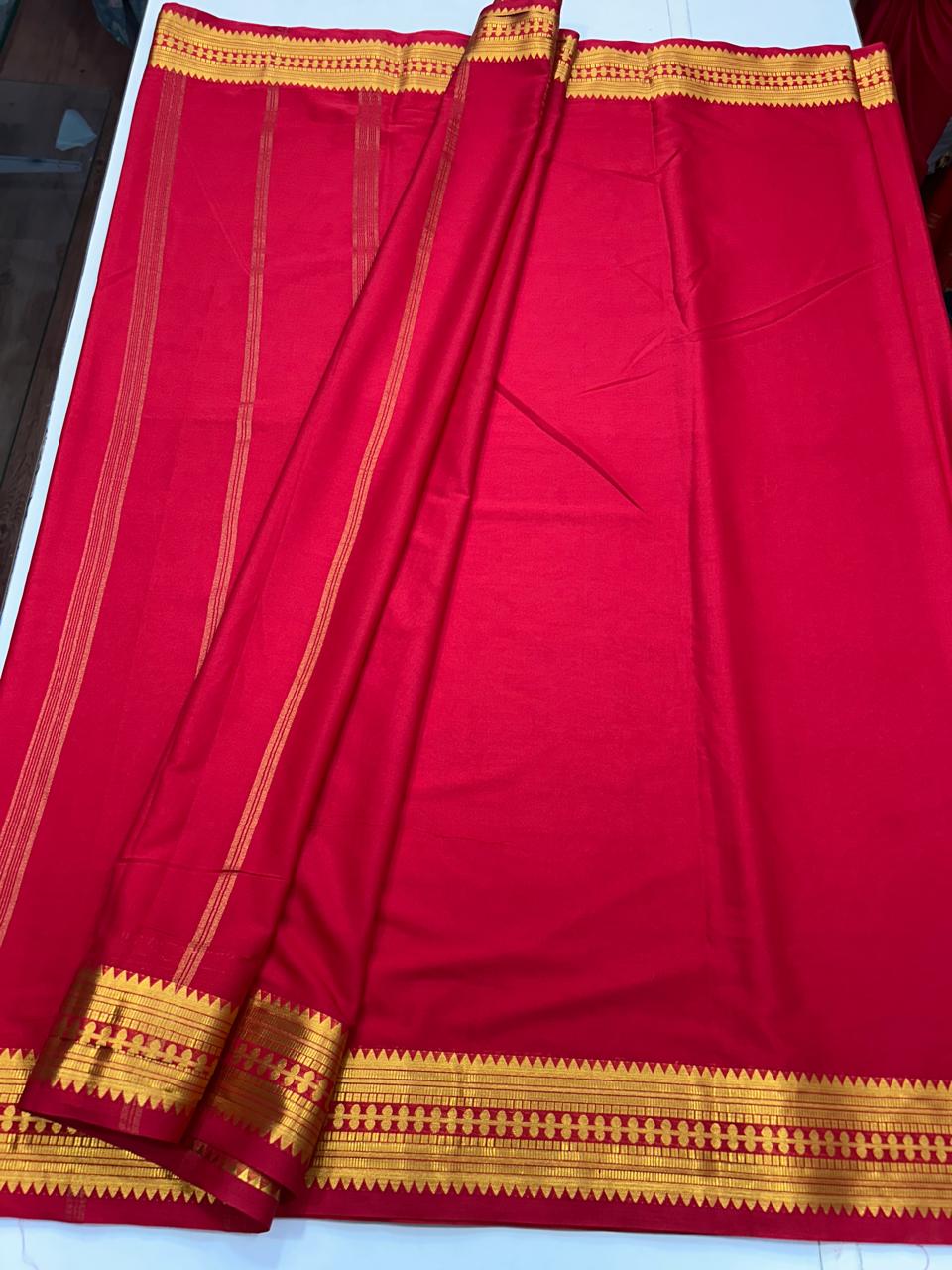 Mysore Crepe Red Saree (2563C)