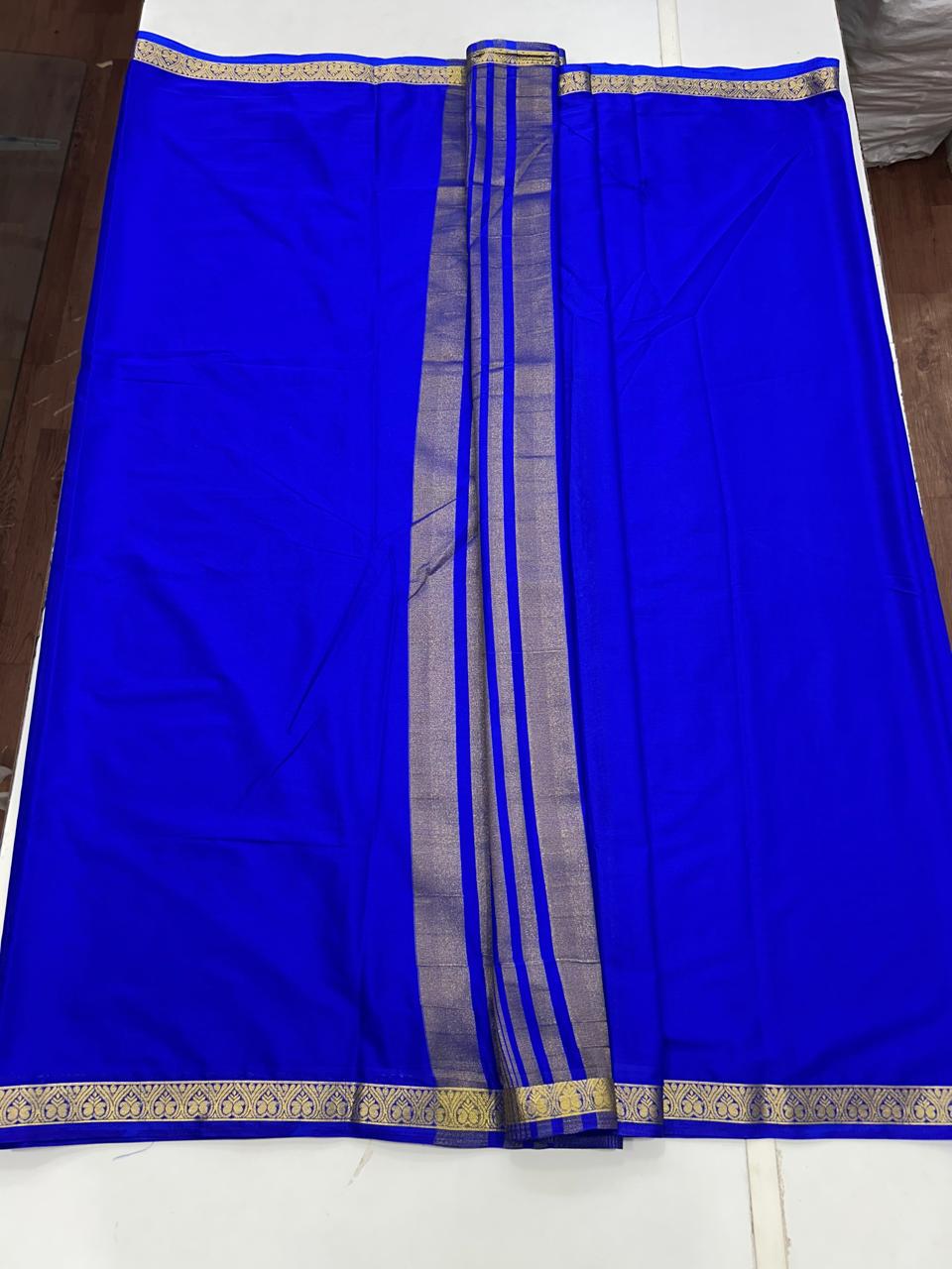 Mysore Crepe Royal Blue Saree (2555G)