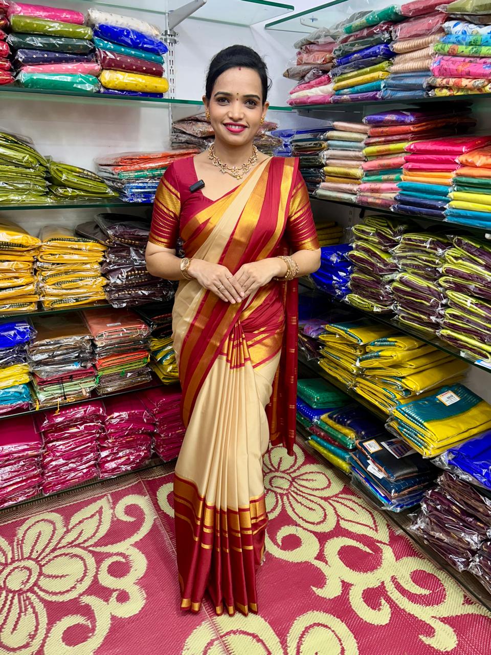 Mysore Crepe Saree Big 4line Border (2635A)