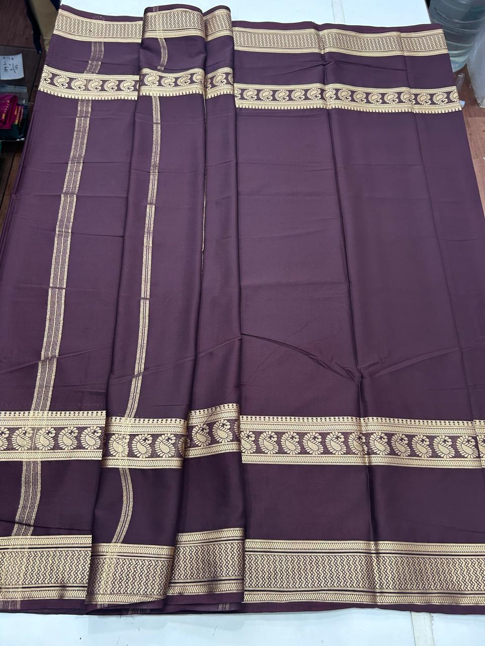 Crepe Plain Chocolate Saree (2636B)