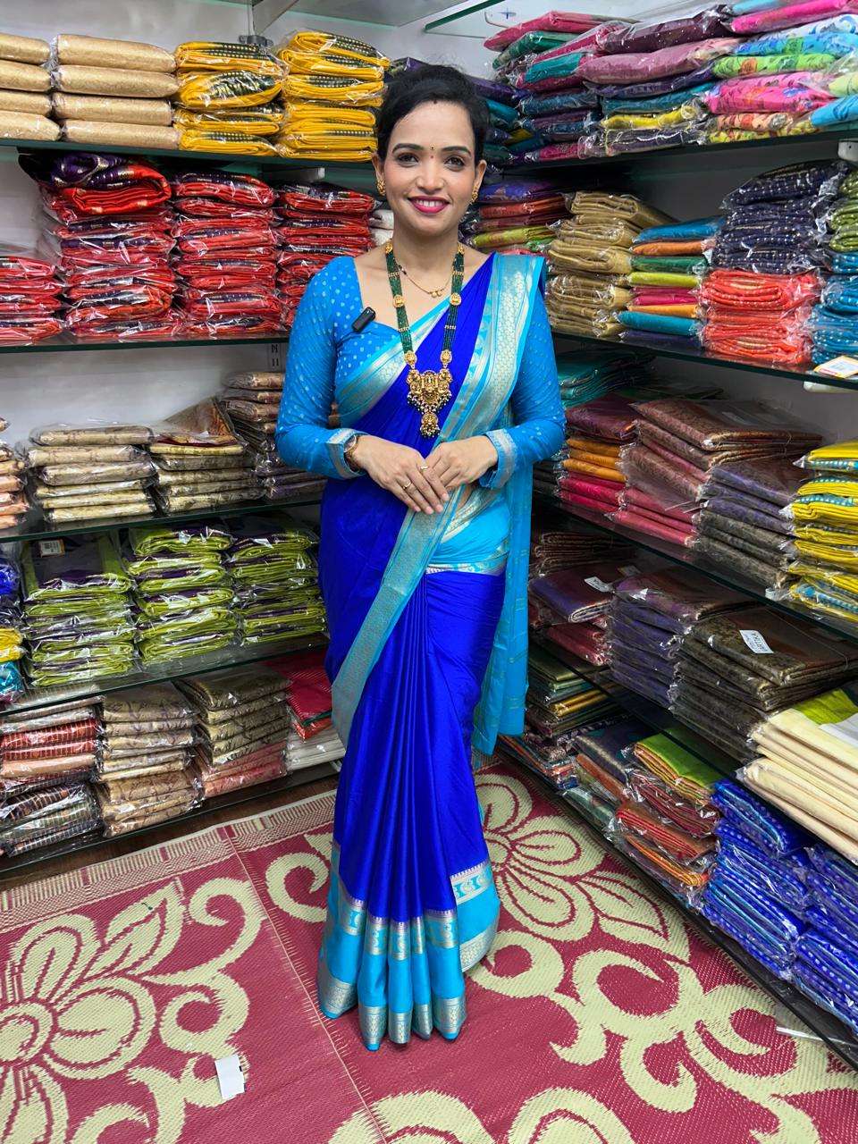 Mysore Crepe Royal Blue Saree (2707A)