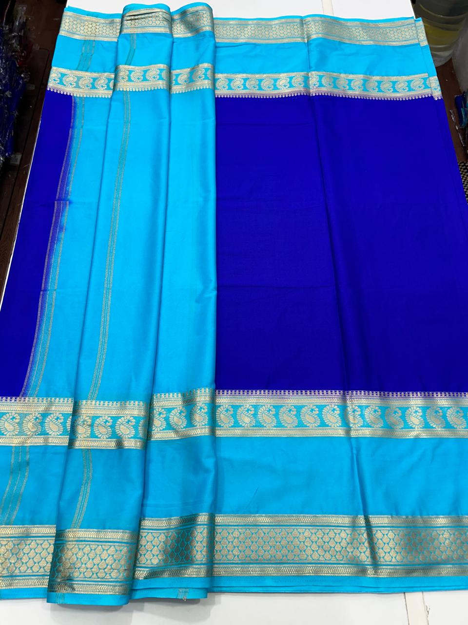 Mysore Crepe Royal Blue Saree (2707A)