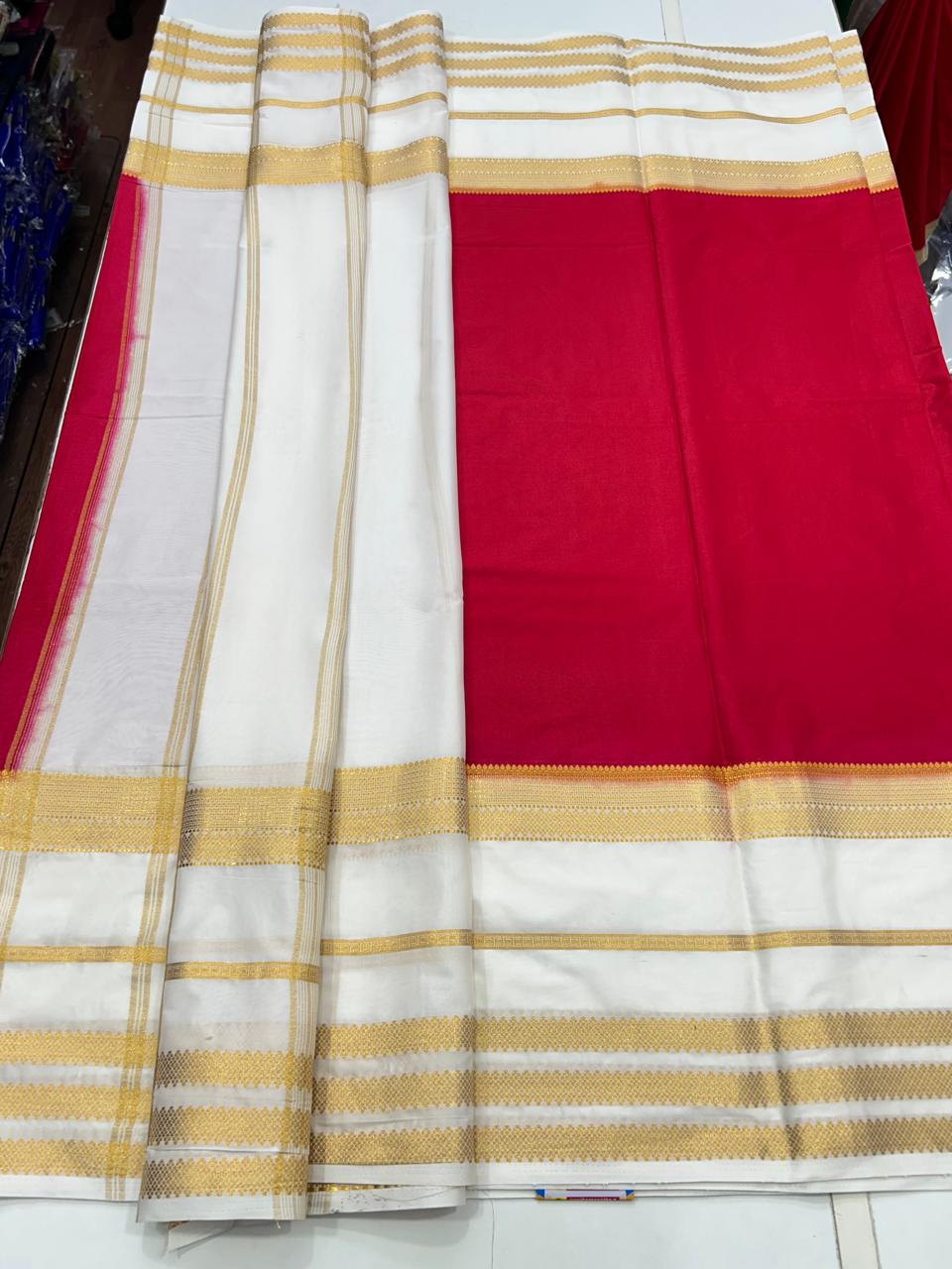 Mysore Crepe Red Saree (2707B)