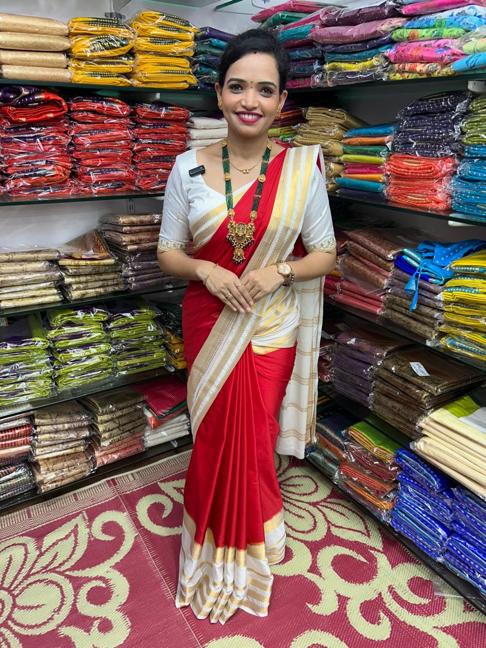 Mysore Crepe Red Saree (2707B)