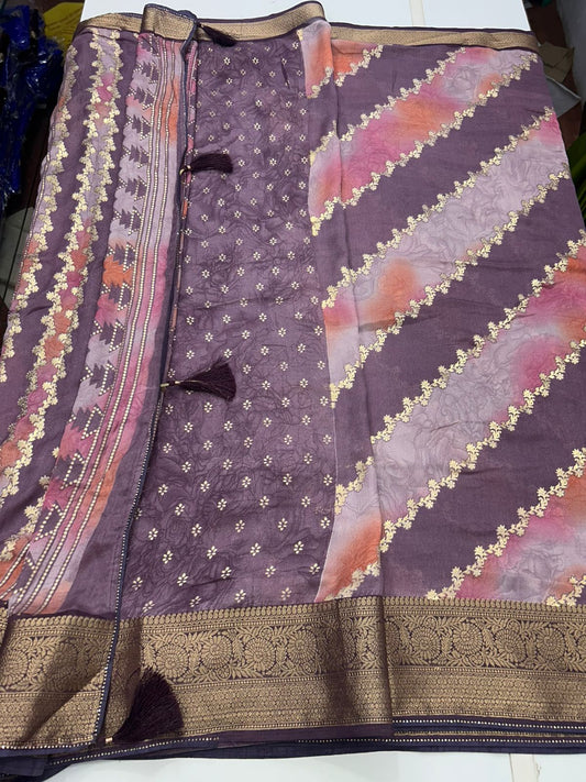 Fancy Georgette Spray Digital Saree (2741)