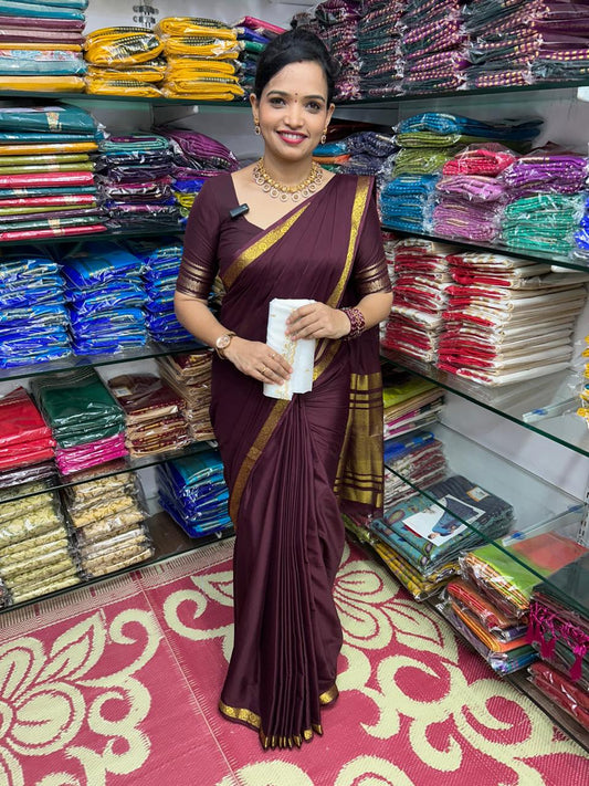 Mysore Crepe Piping Border Saree (2614B)