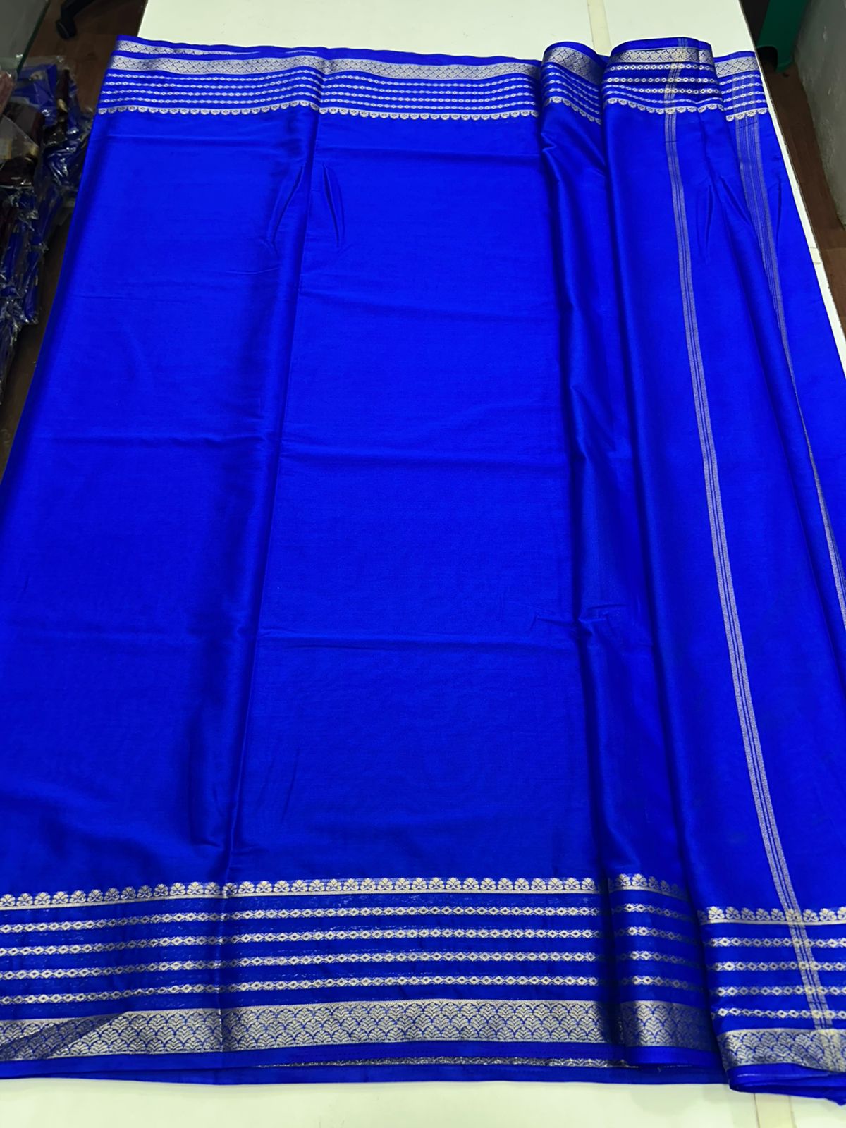 Mysore Crepe Royal Blue Saree (2758)