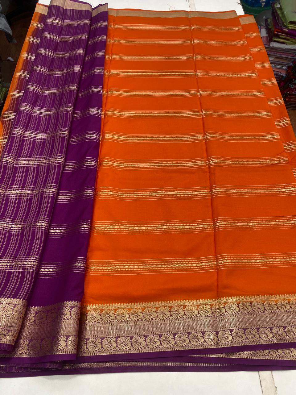 MysoreCrepe Lines Saree(2929A)