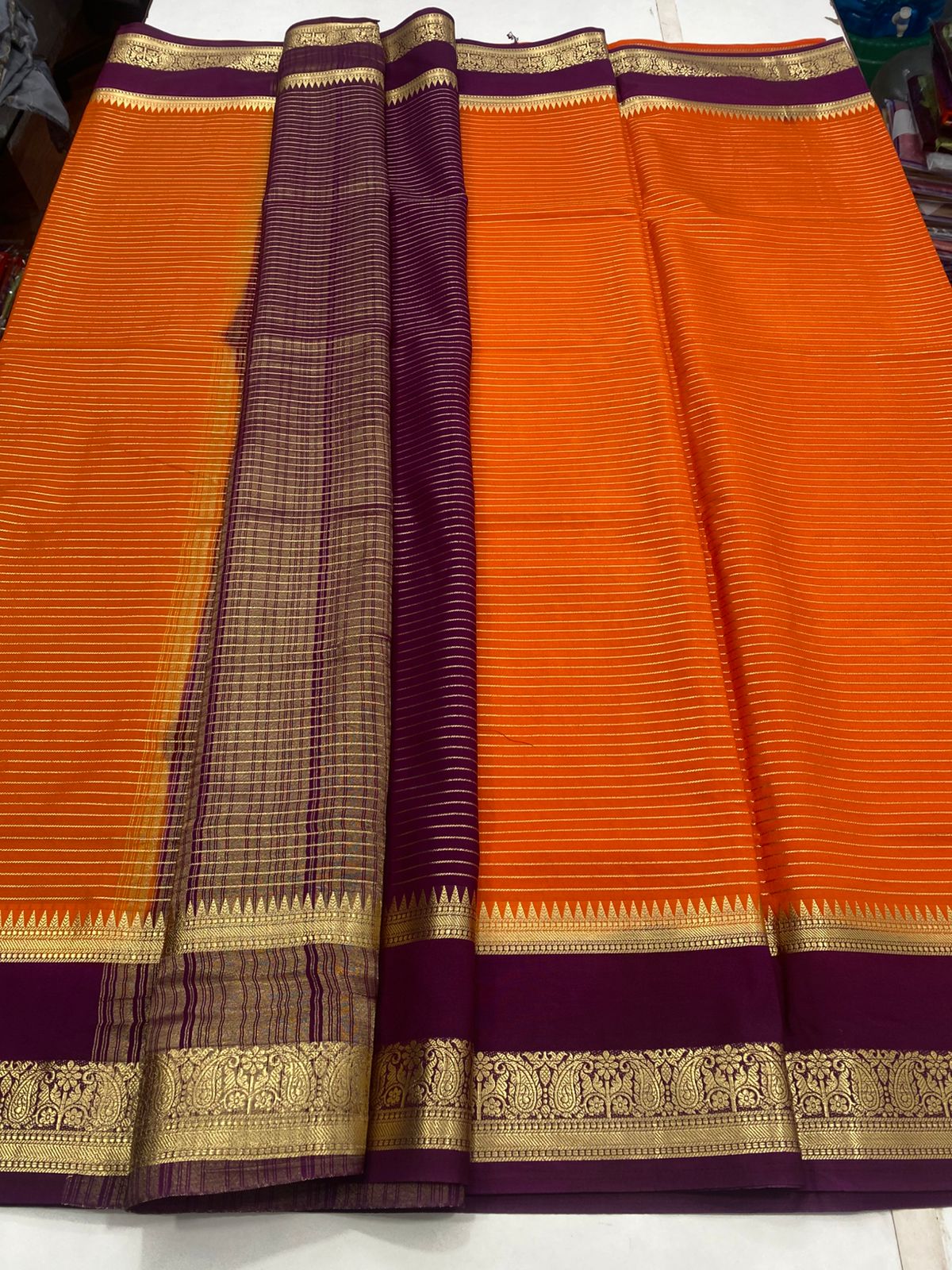 Mysore Crepe Lines Saree(2929B)