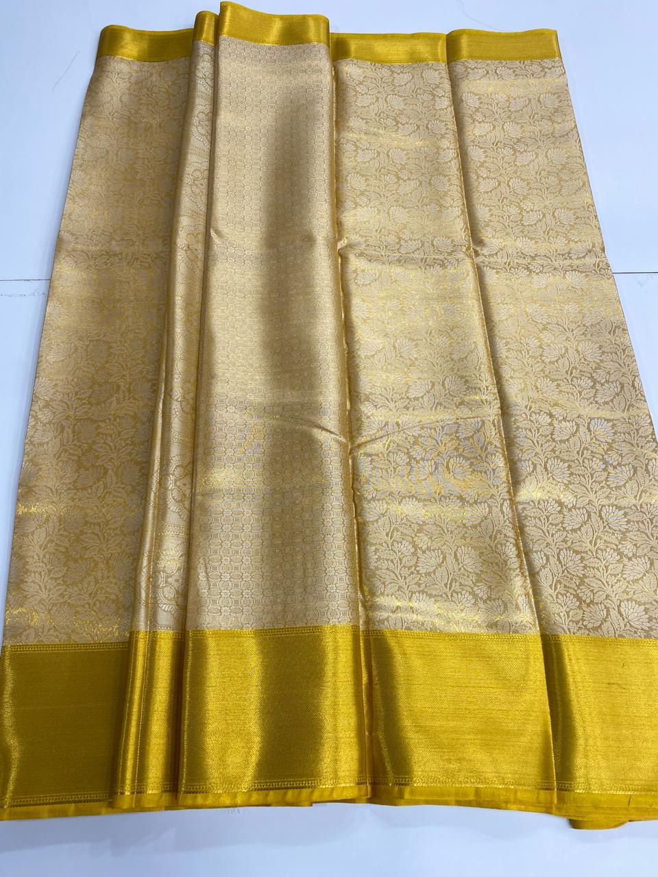 Semi Silk Gold Brocket Saree (2970C)