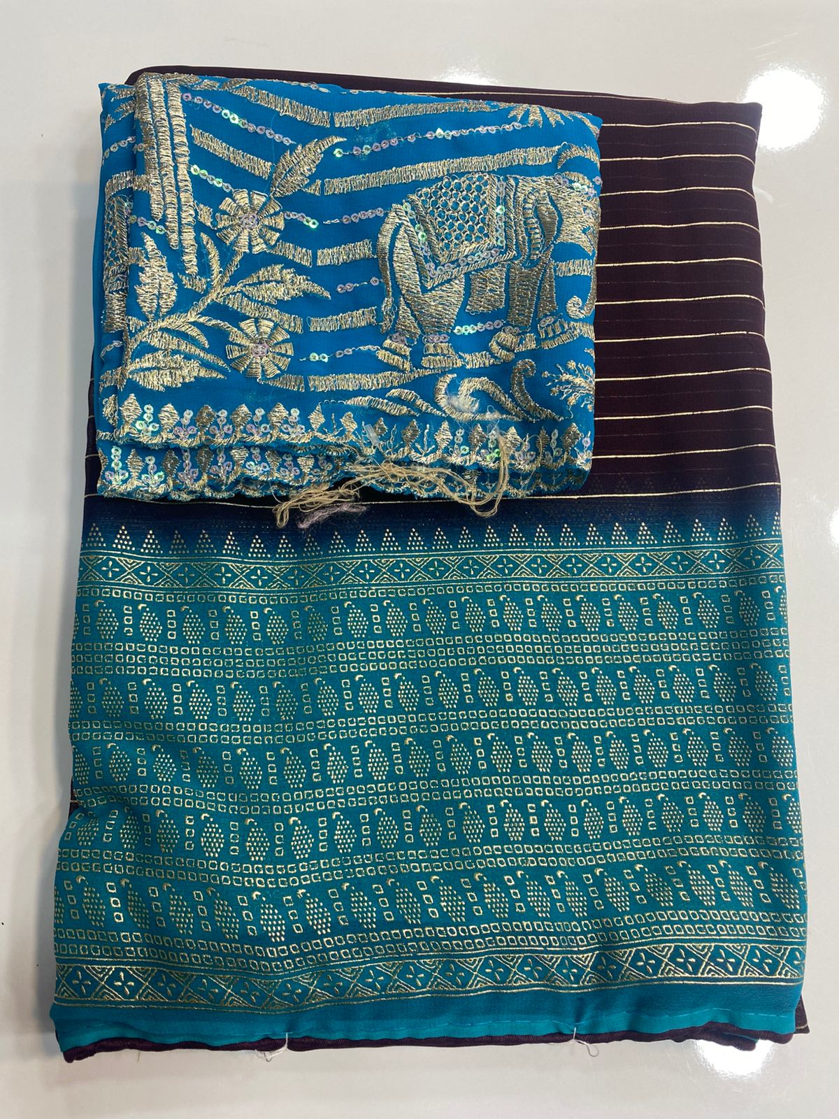Fancy Georgette Zari Lines Saree (2359)