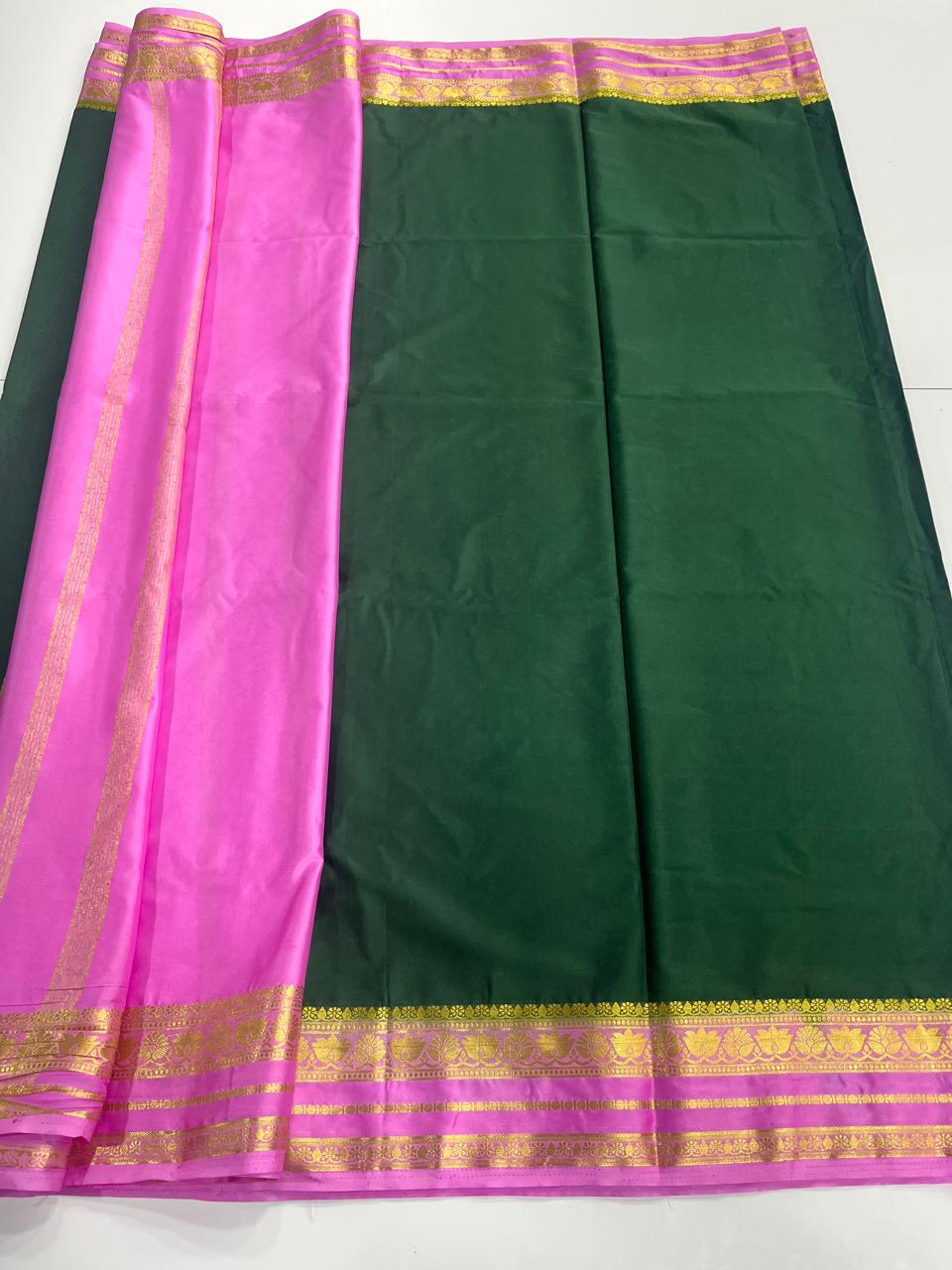 Mysore Crepe Lotus Border Saree (3146)