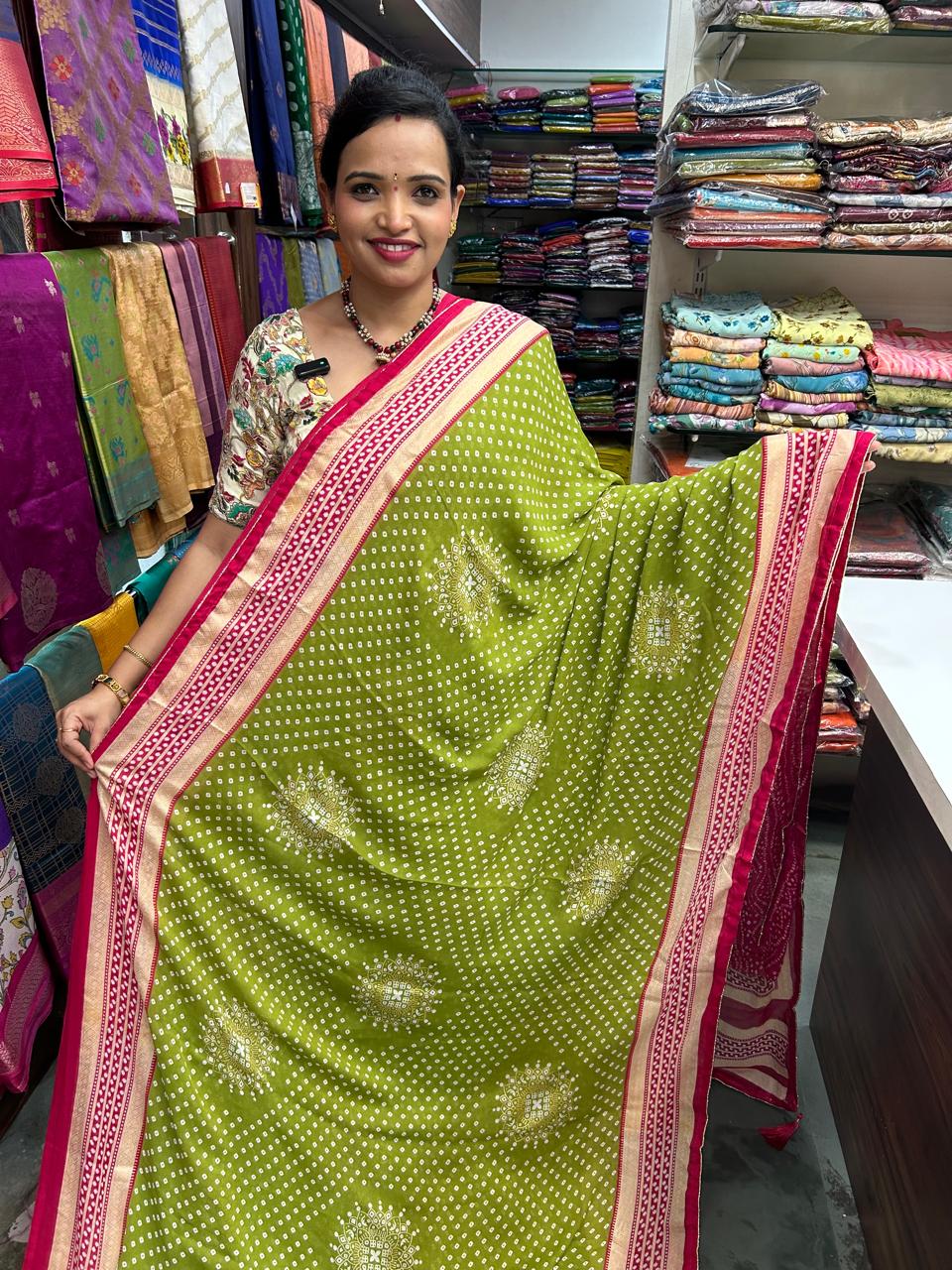 Fancy Georgette Foil Butta Saree(3197)
