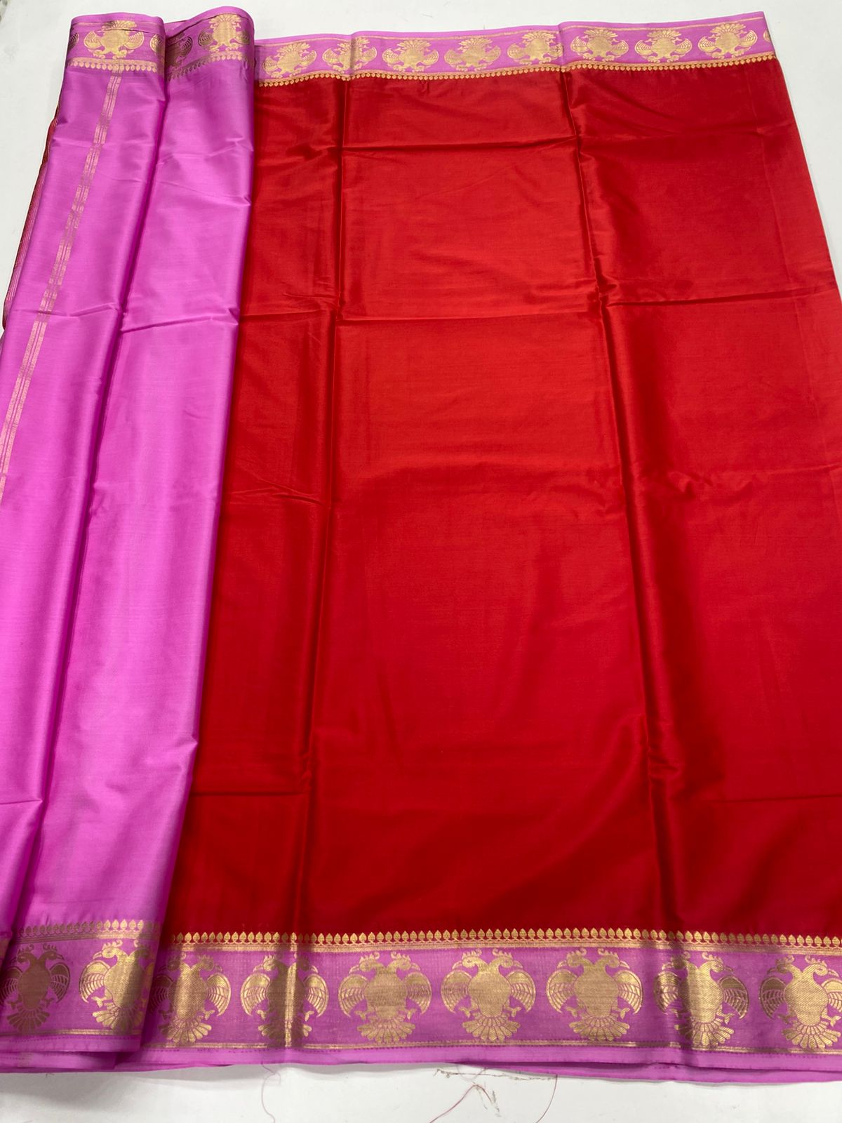 Mysore Crepe Gandabherunda Border Saree(3229B)