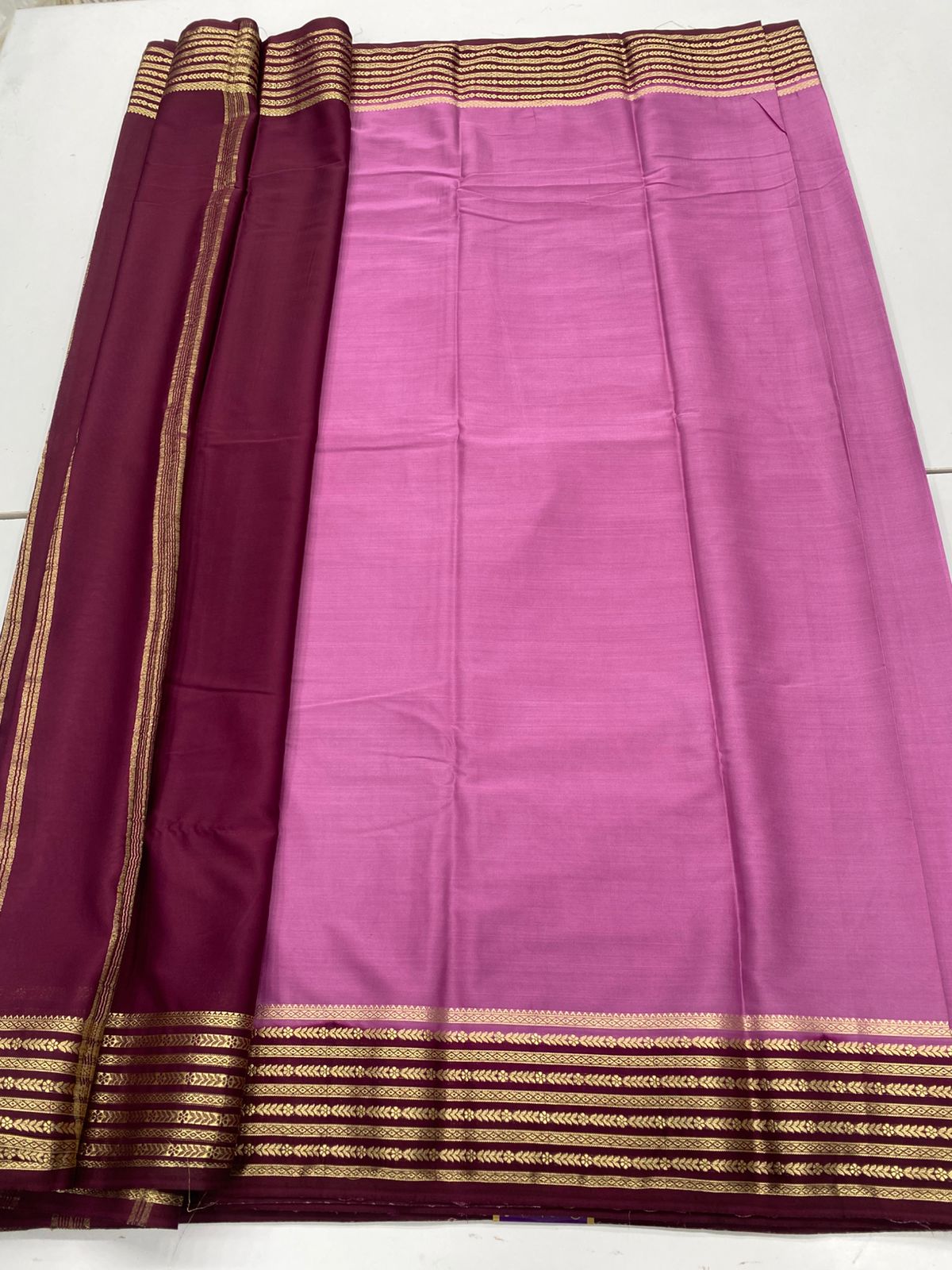 Mysore Crepe Zari Border Saree(3232A)
