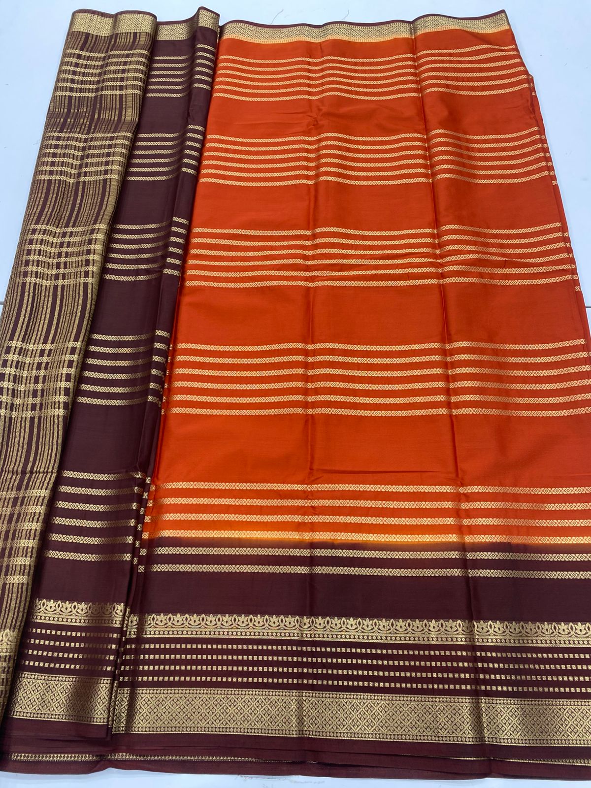 Mysore Crepe Mysore Lines Saree ( 3226-R34 )