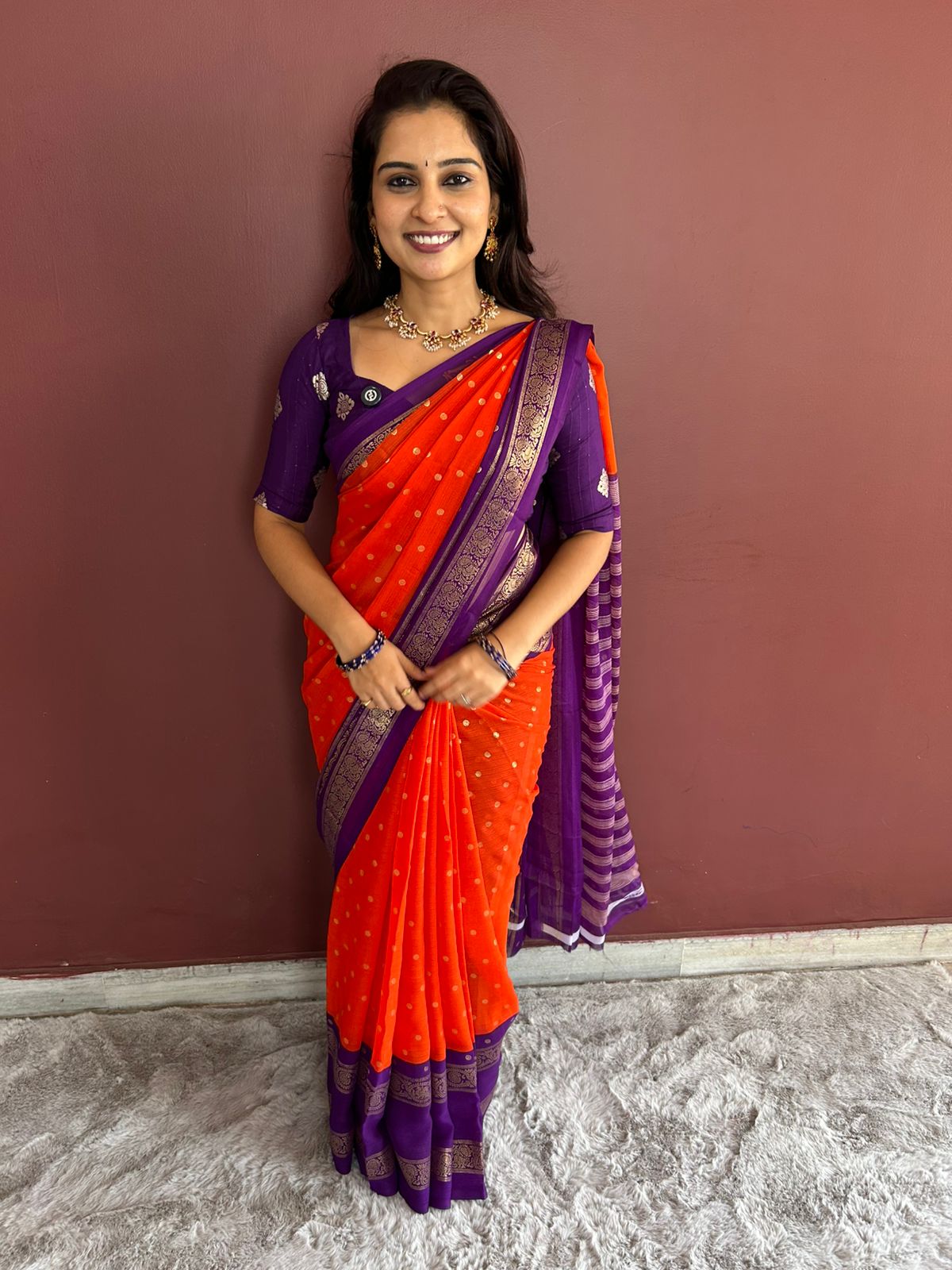 Fancy Georgette Foil Print Saree(3176A)