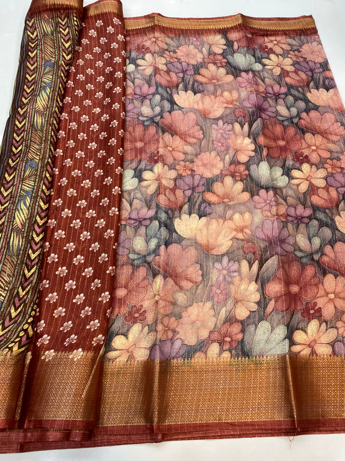 Fancy Georgette Print Saree (3421-R36)