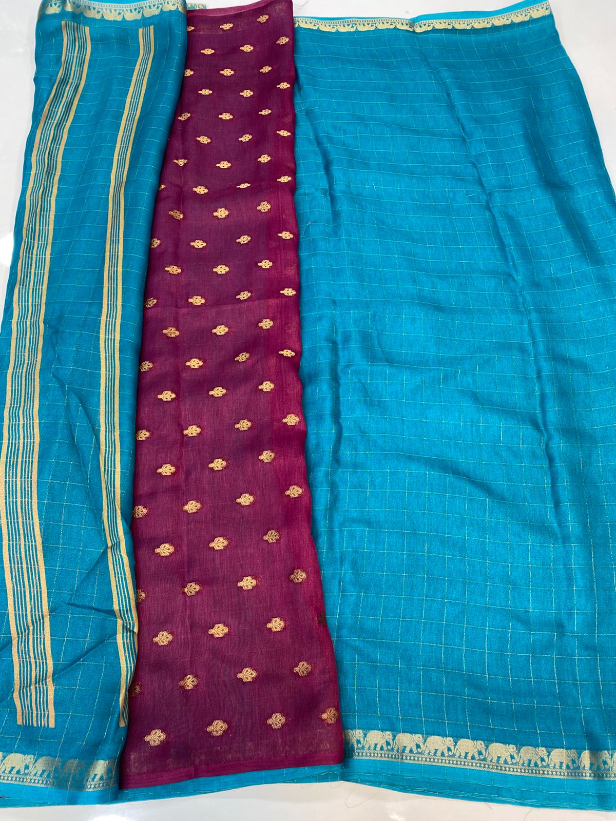 Fancy Georgette Zari Checks Saree(3409-R37)