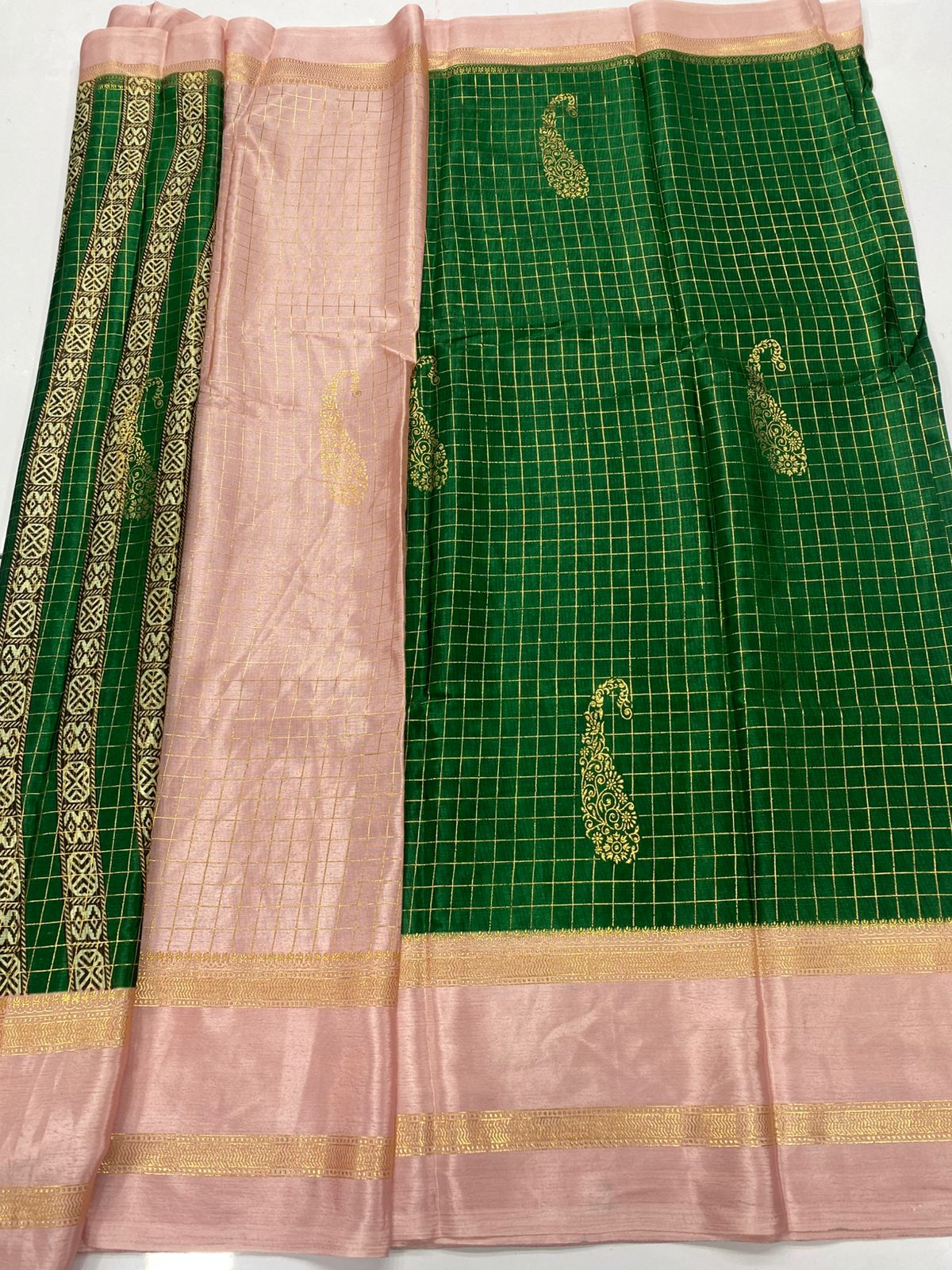 Fancy Georgette Zari Checks Saree (3446-R9)