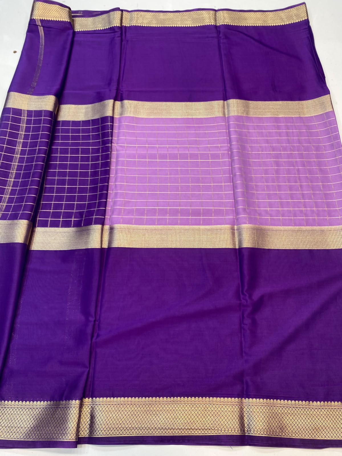 Mysore Crepe Bentex Border Checks Saree (3477-R15)