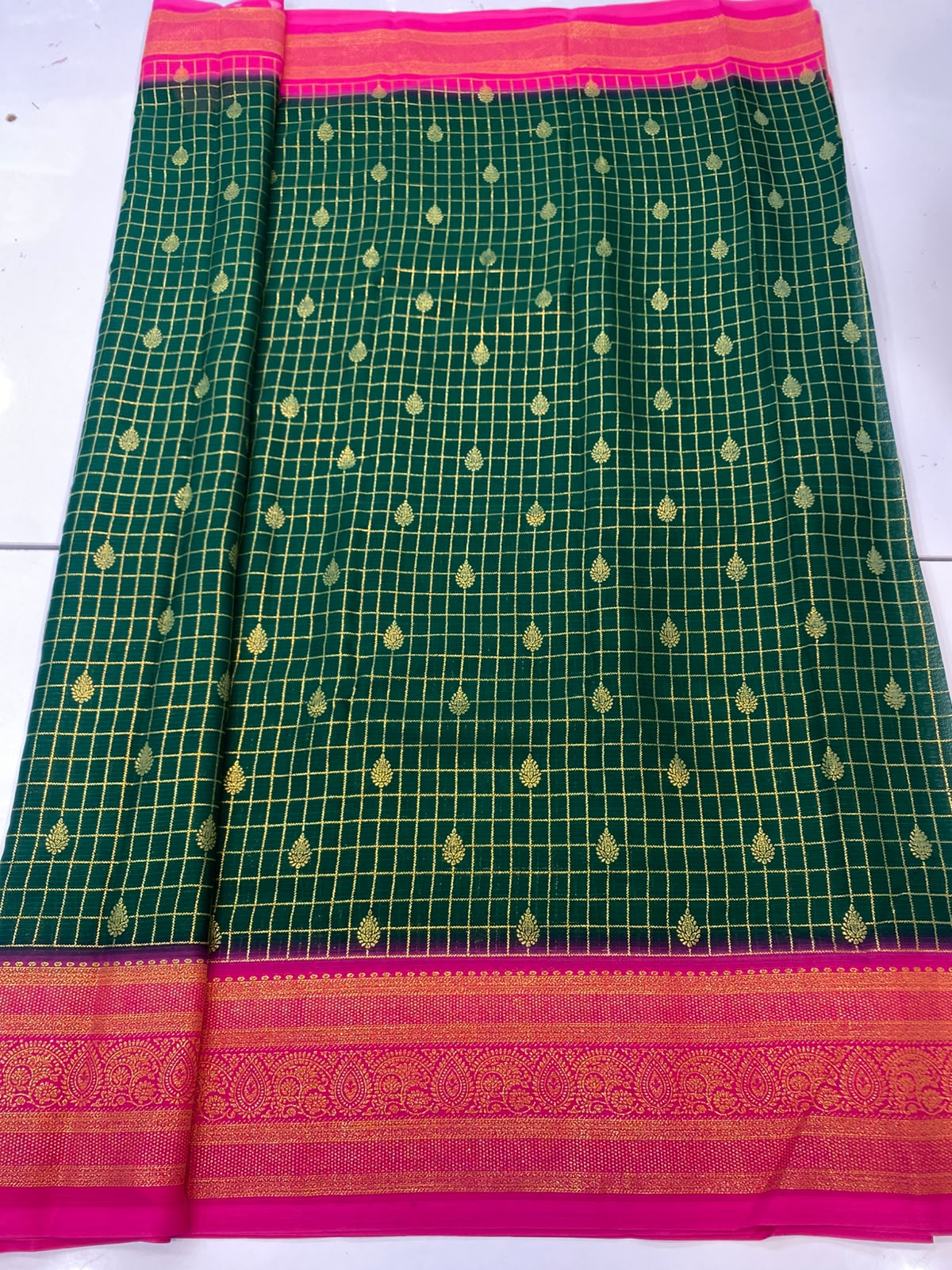 Fancy Georgette Zari Checks Saree(3445B-R32)