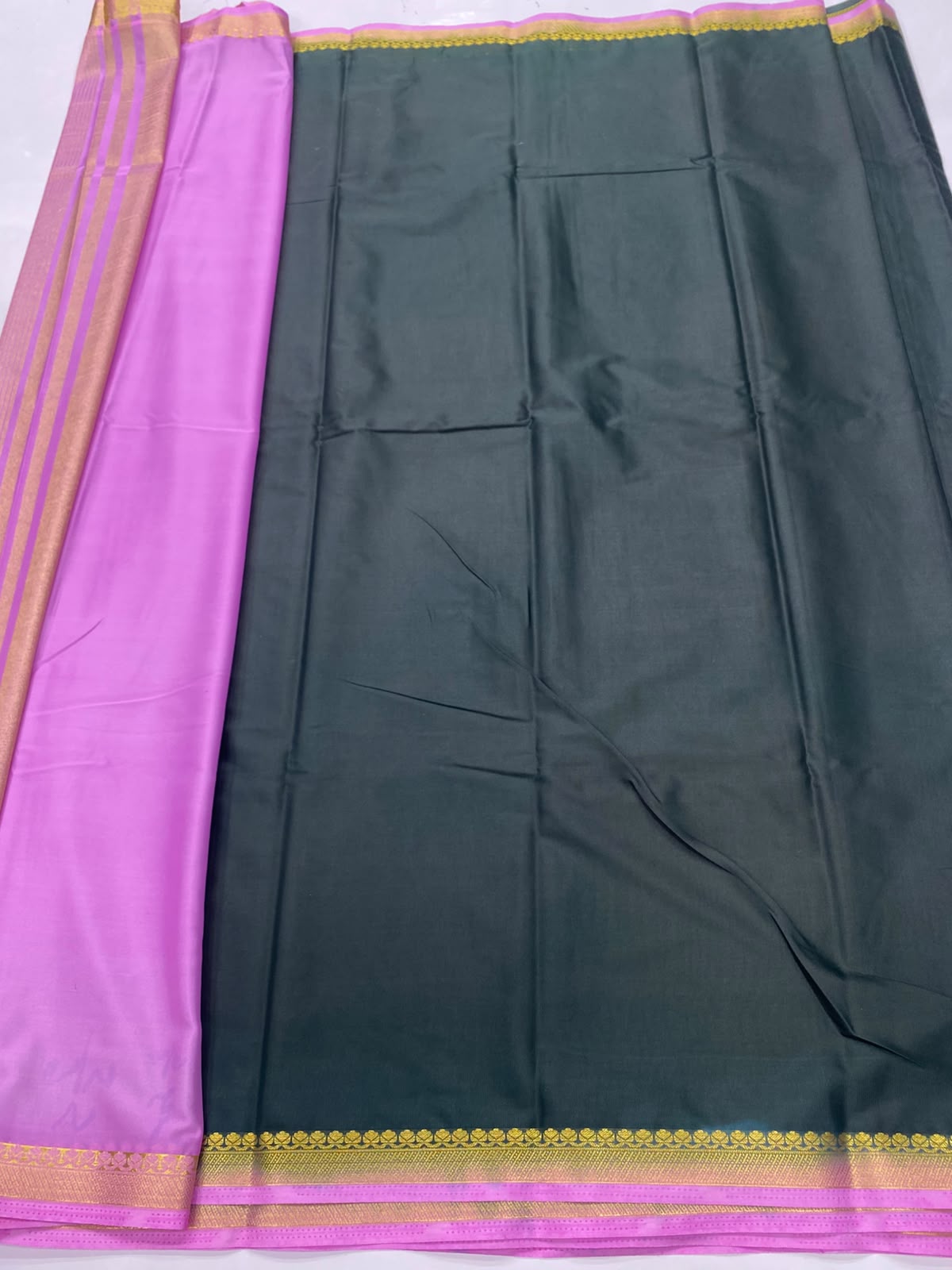 Mysore Crepe Zari Border Saree(3789A-R23)