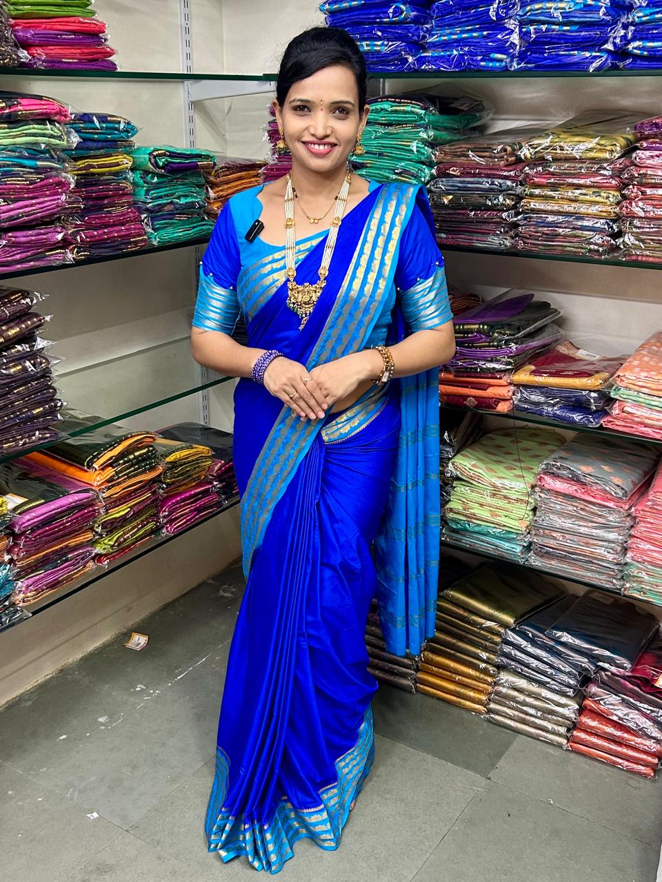 Crepe Royal Blue Saree (2426F-1)