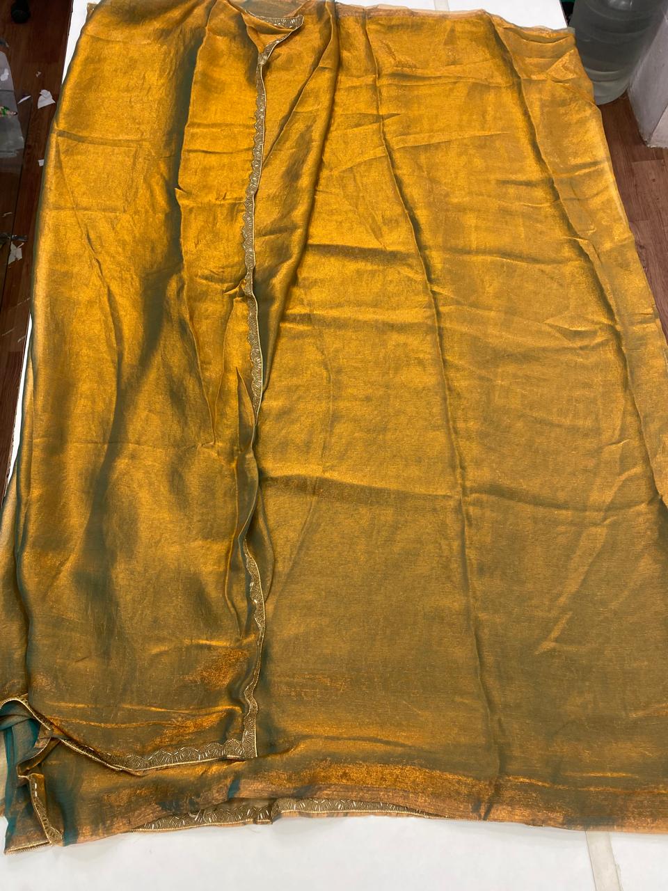 Fancy Soft Shimmer Saree Dual Golden Saree(2868)