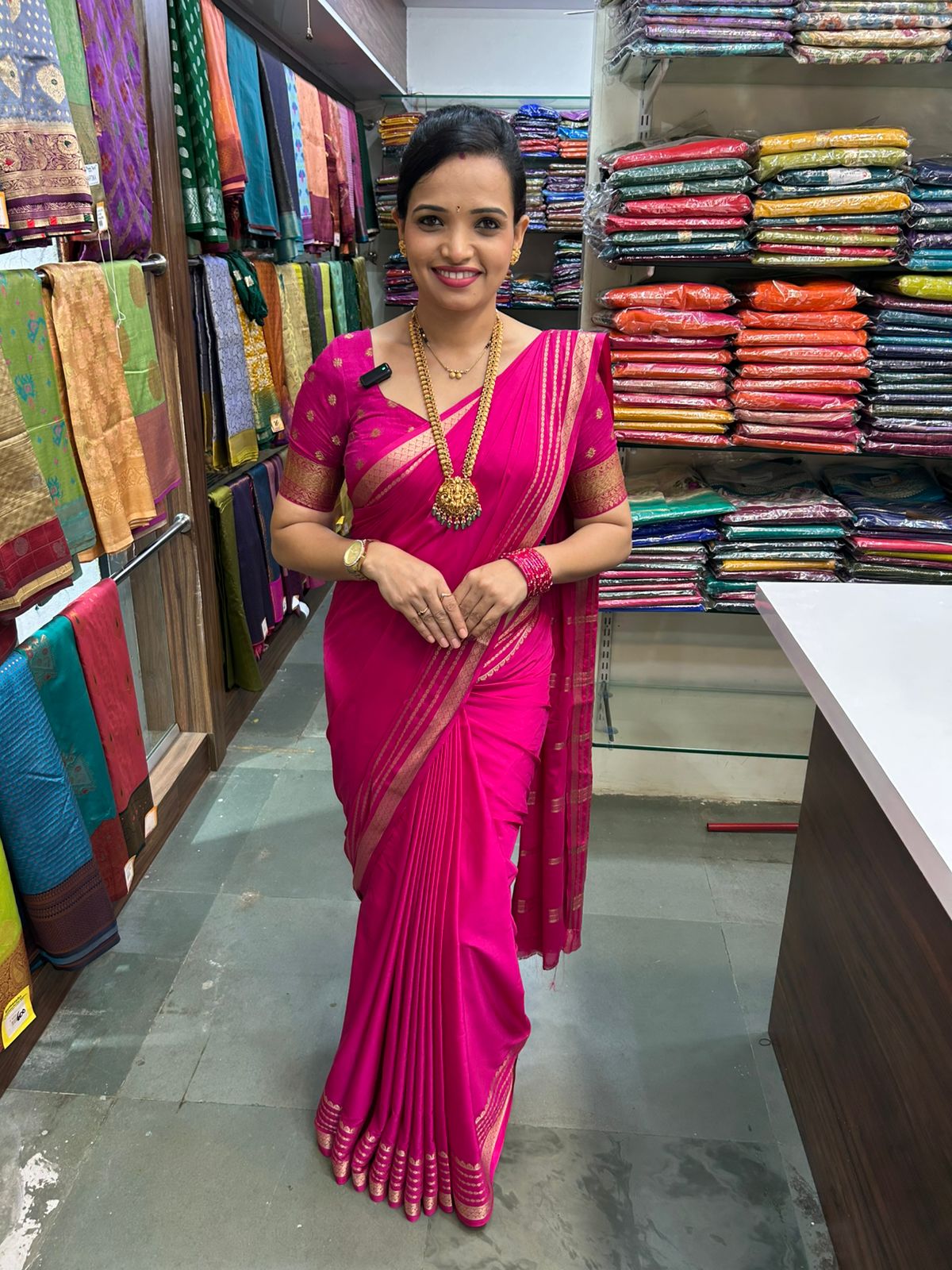 Mysore Crepe Rani Self Saree (3129)