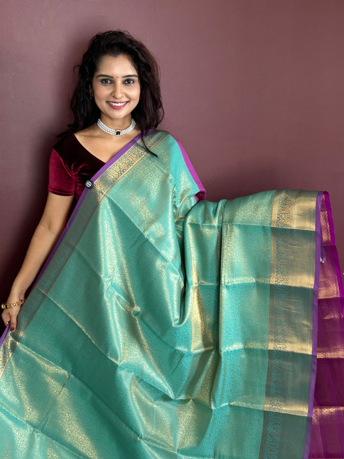 Semi Silk Broket Saree (3428-R3)