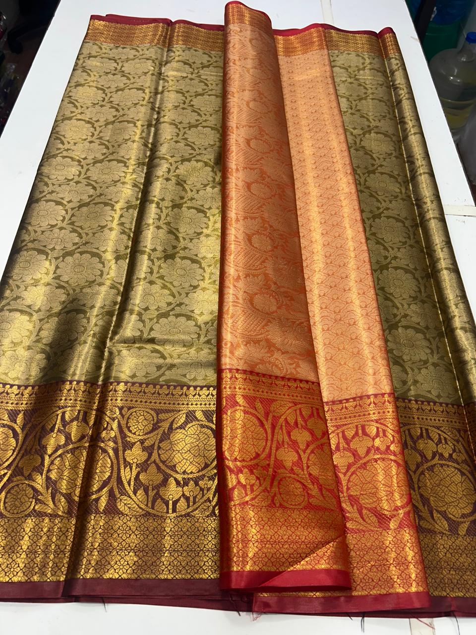 Semi Silk Tissue Jari Brocket Saree (2860D)