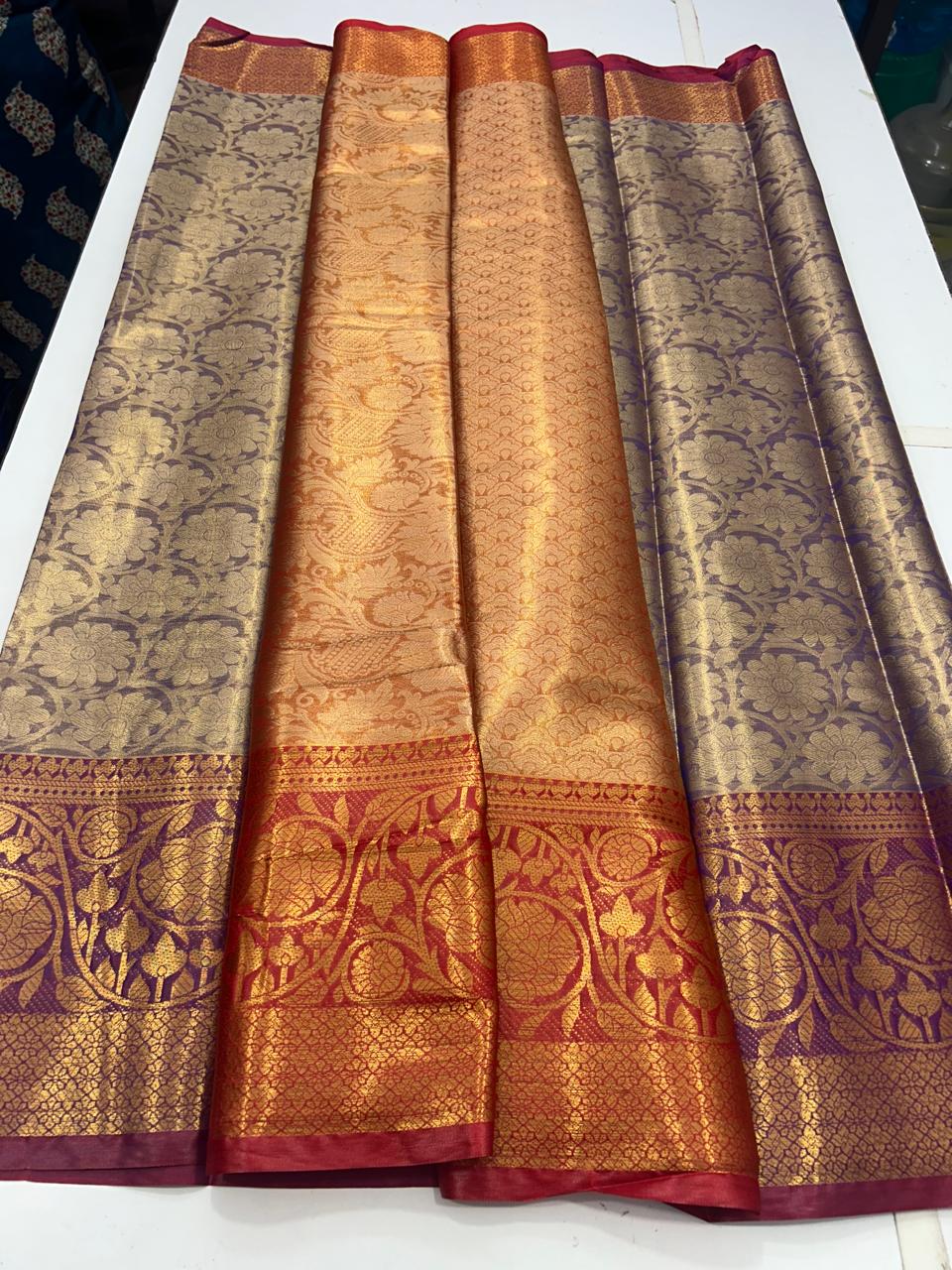 Semi Silk Tissue Jari Brocket Saree (2860D)
