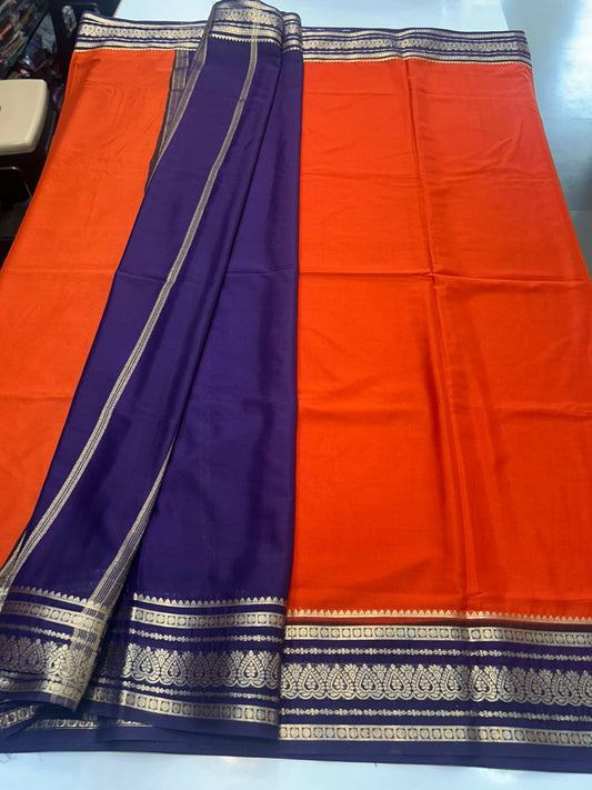 Crepe Plain Saree With Contrast Blouse (2426A)