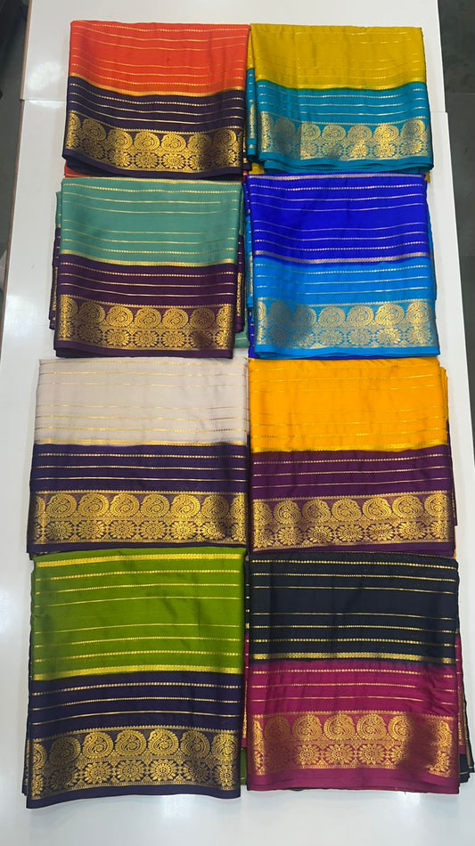Crepe Lines Saree With Contrast Blouse (2440A)