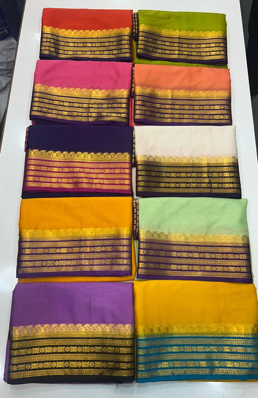 Mysore Crepe Mango Border Saree (2541)