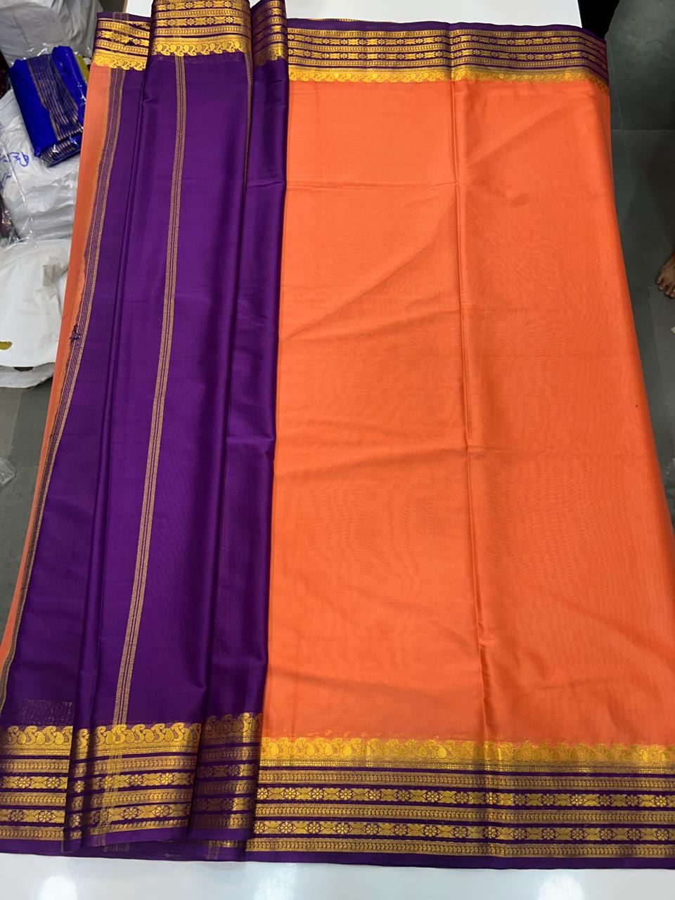 Mysore Crepe Mango Border Saree (2541)