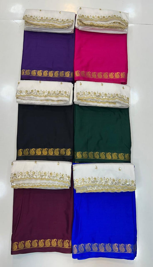 Mysore Crepe Self Small Border Saree (2539A)
