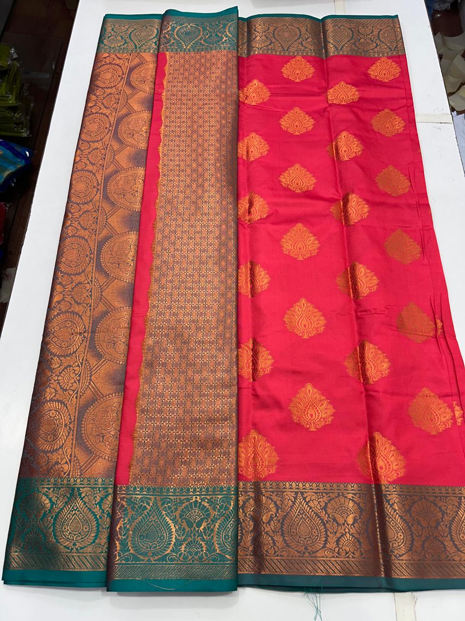 Soft Silk Leaf Butta Saree (2609)