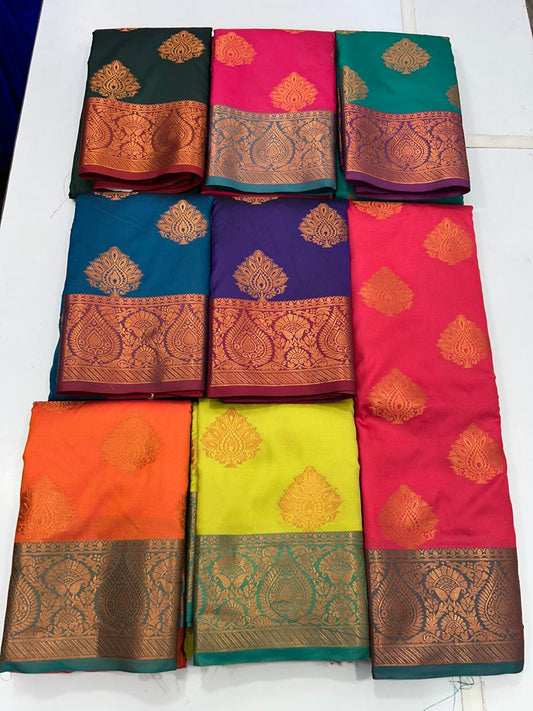 Soft Silk Leaf Butta Saree (2609)