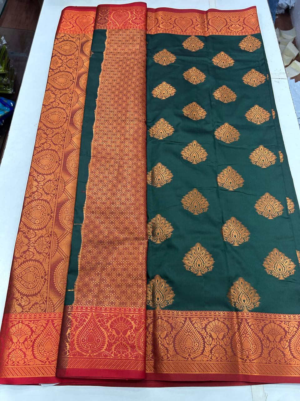 Soft Silk Leaf Butta Saree (2609)