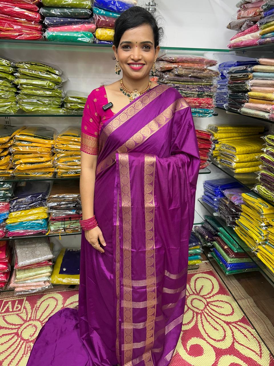 Mysore Crepe Mango Border Saree (2639)