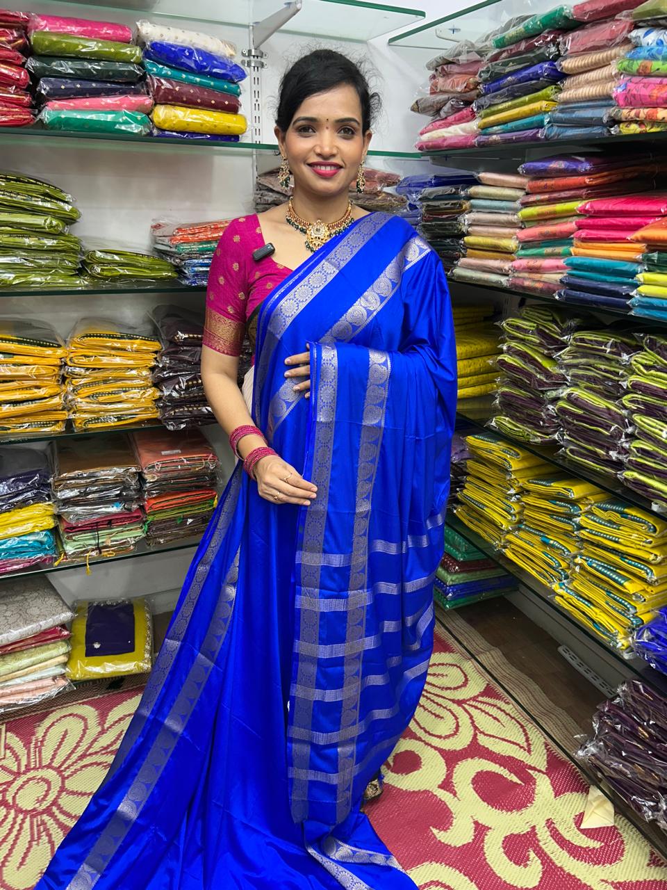 Mysore Crepe Mango Border Saree (2639)